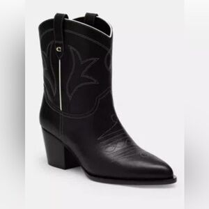 Coach Pamela Black Boots Bootie Western Cowboy Size 8.5 never worn concert